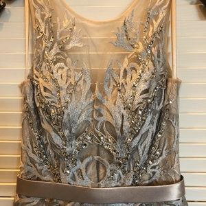 Basic Black Label Lace & Feather Trim Column Dress